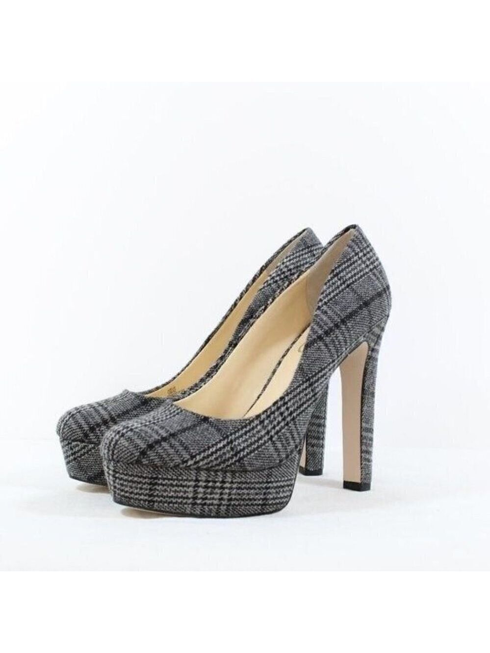 Jessica Simpson "Nellah" Platform Heel BNWT Black/White Plaid Fabric
